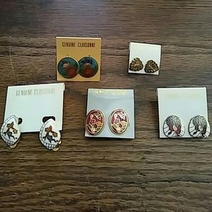 5 pairs of genuine Cloisonne earrings